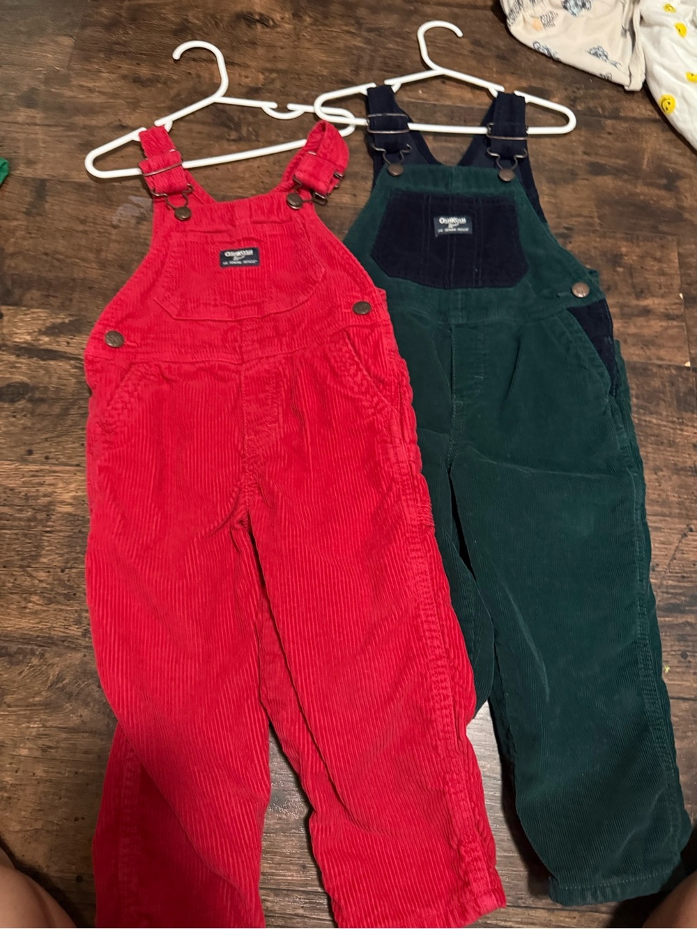 OshKosh B'gosh Dark Green Corduroy Kids Overalls with Navy Accents - Picture 5 of 5